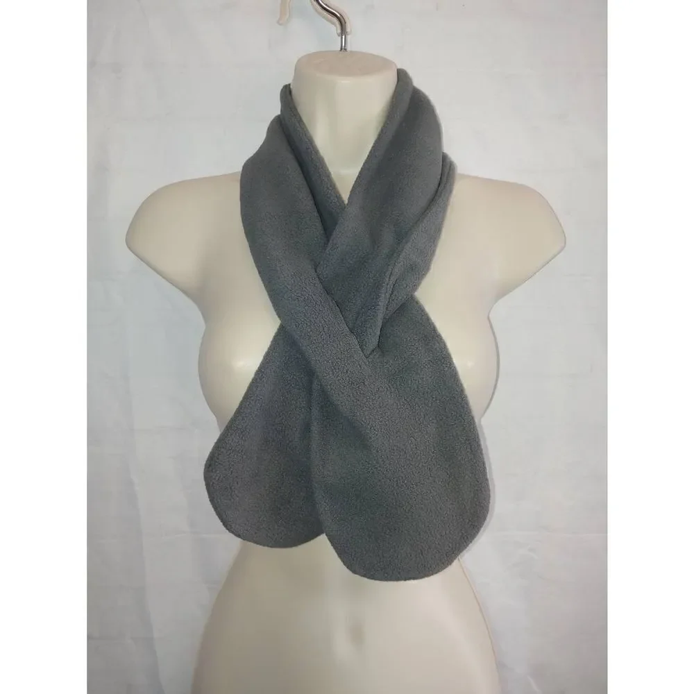 Lot Of 2 Unisex Men's Women's Fleece Solid Grey & Black Scarves